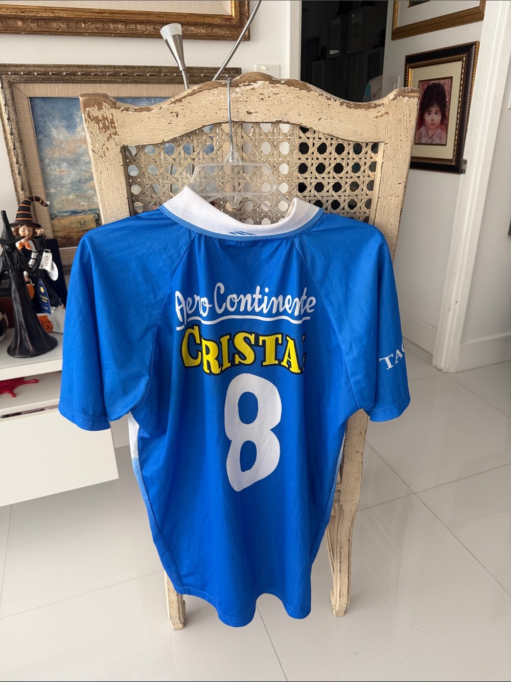 Vintage adidas Blue/Yellow/White Aeto Continente Cristal Home Soccer Jersey